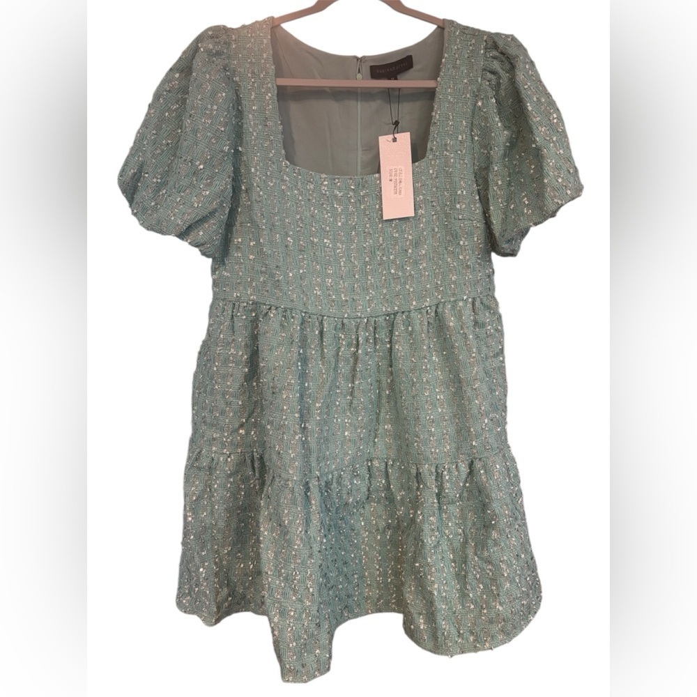 Dance & Marvel Tweed Pocketed Tiered Babydoll Dress NWT